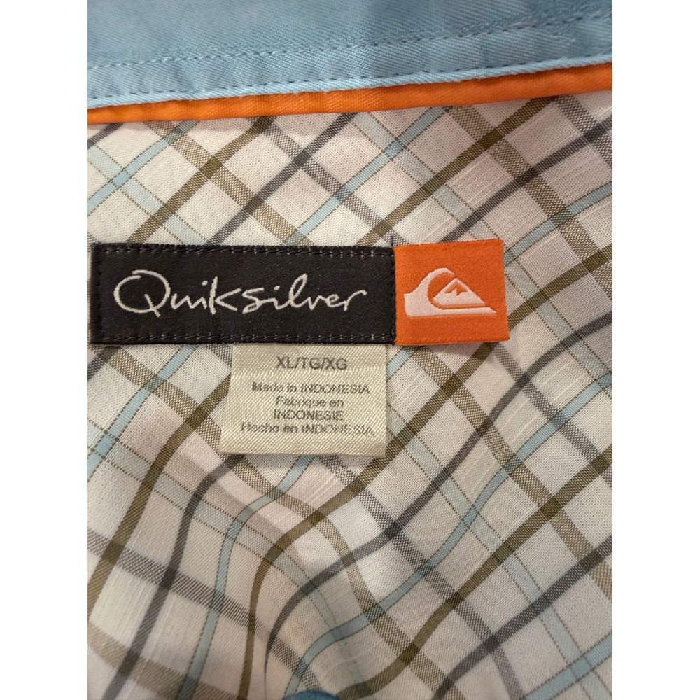 Quiksilver Button Down Shirt Mens XL Blue Tropical Jacquard Short Sleeve M509848 - Picture 6 of 8